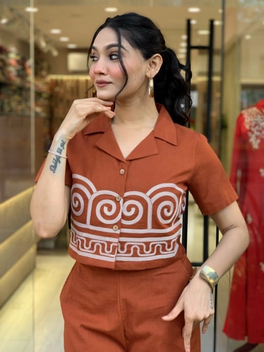 Women's Beautiful Stylish Embroidered Cotton Cord Set