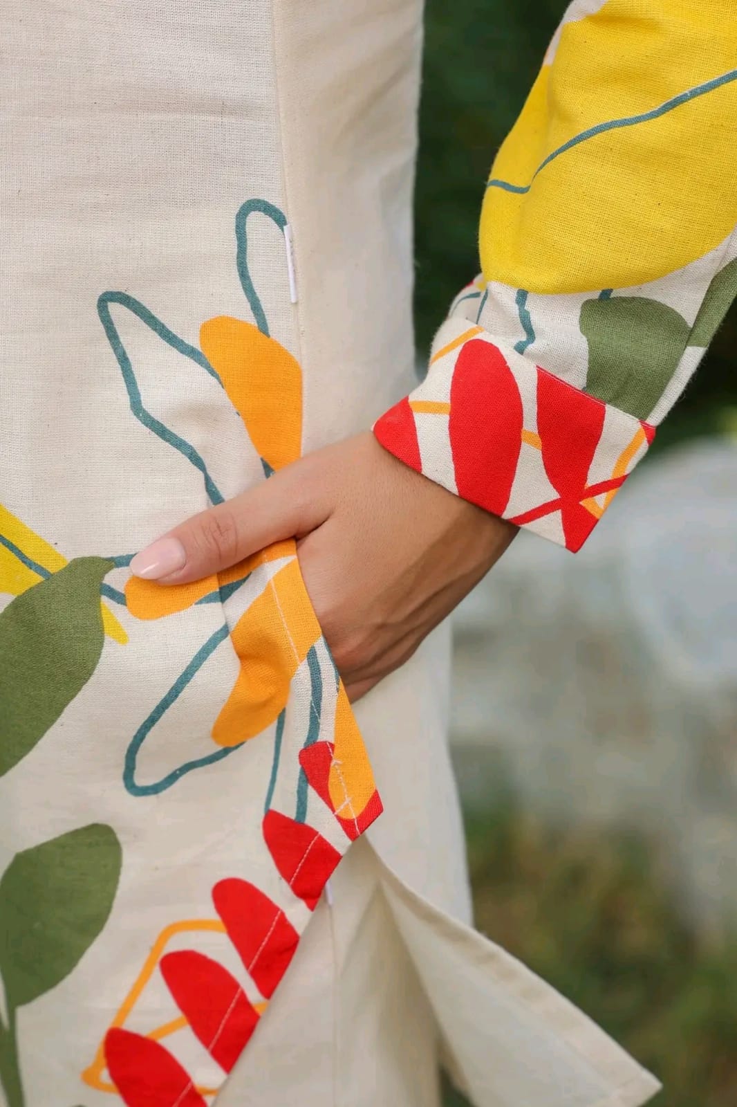 Off White Printed Cotton Flex Co-Ord Set