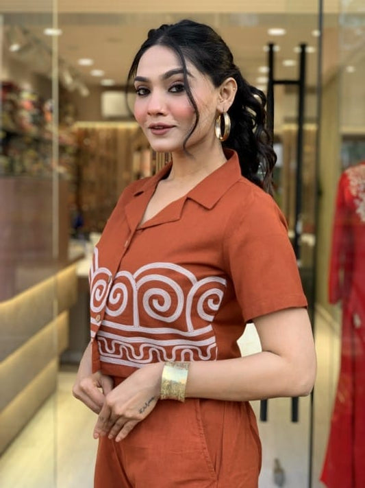 Women's Beautiful Stylish Embroidered Cotton Cord Set